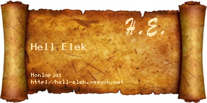 Hell Elek névjegykártya